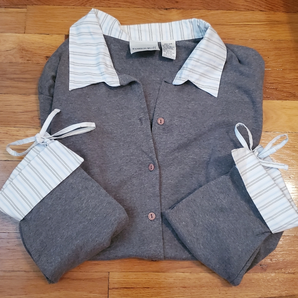 Gray Long Sleeve Button Down Sweater